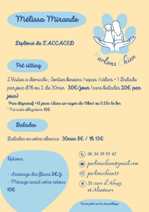 Photo de galerie - Ma grille tarifaire chien, pour des tarifs chat/nac merci de me contacter ! 