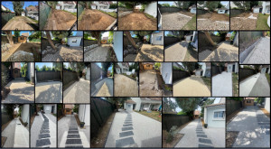 Photo de galerie - Réalisation d’une allée carrossable, avec pose de pas japonais et bordures béton
