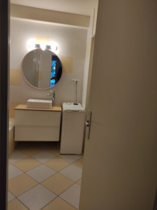 Photo de galerie - Mise en place d'un meuble Ikea goodom.. miroir modification plomberie électricité réalisation sur Strasbourg