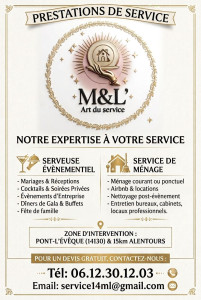 Photo de galerie - Je suis titulaire d'un CAP et d'un BEP en service et je suis disponible pour des événements professionnels ou familiaux.