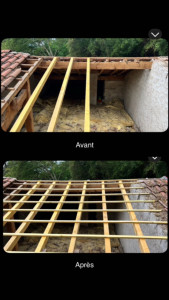 Photo de galerie - Pose de chevron et pose de litho sur un demi pan de toiture