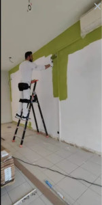 Photo de galerie - Finition des murs avec peinture velours lissivable.