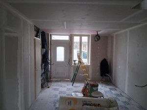 Photo de galerie - Début enduit sur place plâtre 
