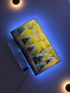 Photo de galerie - Fixation TV au mur et fixation étagère 