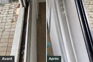 Photo de galerie - Nettoyage en profondeur des rails de fenêtre – élimination saletés et poussières 