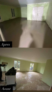 Photo de galerie - Préparation du sol pour parquet ( Regreage)