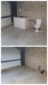 Photo de galerie - Pose évier et wc dans un garage 