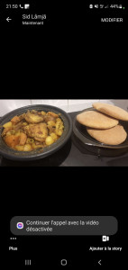 Photo de galerie - Tajine de poulet légumes patate douce et pain fait maison
