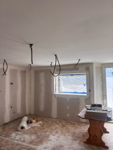 Photo de galerie - Placo + bandes + ratissages plafond + ponçage 