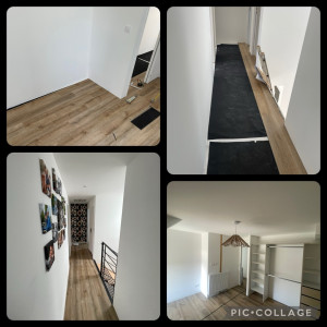 Photo de galerie - Pose parquet pvc imitation bois sur chape liquide 