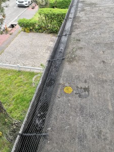 Photo de galerie - Pose et fixation d'un filet anti-feuilles sur l'ensemble de la gouttière. 