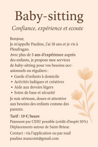 Photo de galerie - Baby-sitter à votre domicile 