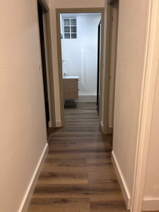 Photo de galerie - Peinture - plinthes - parquet - salle d’eau 