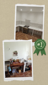 Photo de galerie - Pose bloc de carreaux de plâtre ainsi que le plan de travail avec pose de faïence dessus et en crédence. 
enduit rt peinture au niveau des carreaux de plâtre. 