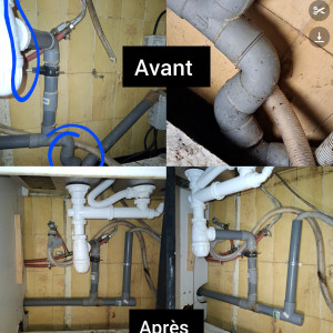 Photo de galerie - Réparation de fuite et installation de l’évacuation pour lave-vaisselle et siphon