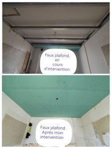 Photo de galerie - Montage d'un faux plafond. 