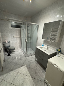 Photo de galerie - Pose cabine de couche avec meuble vasque et miroir 