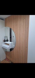 Photo de galerie - Pose tasseaux bois avec miroir 