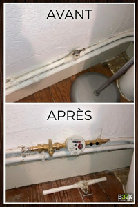 Photo de galerie - Mise en place vanne/compteur/clapet anti pollution sur alimentation eau froide sanitaire