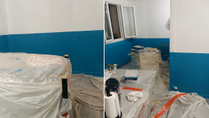 Photo de galerie - Peinture + protection sol meuble et joint 