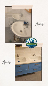 Photo de galerie - Montage et installation d'un double vasque suspendu 