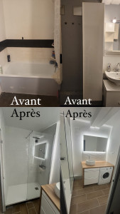 Photo de galerie - Rénovation complète salle de bain (Avant > Après) 