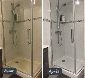 Photo de galerie - Nettoyage de la salle de bain : douche, lavabo, toilettes et sol. Travail propre et soigné. ✨️