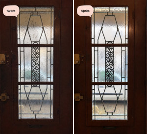 Photo de galerie - Avant / Après ✨ Nettoyage des vitres de porte d’entrée ? Traces de doigts et saletés retirées pour un rendu propre, net et lumineux