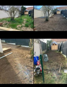 Photo de galerie - Réfection de pelouse - création de paliers 