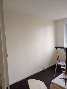 Photo de galerie - Pose d'une toile de verre et mise en peinture. 