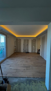 Photo de galerie - Pose carrelage imation parquet ainsi que la cration du plafond decaisse