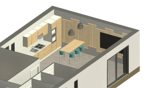 Photo de galerie - Vue 3D d'un aménagement intérieur d'un maison de 100 m²