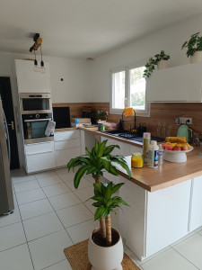 Photo de galerie - Pose d'une cuisine en U avec modification de la plomberie et de l'électricité.