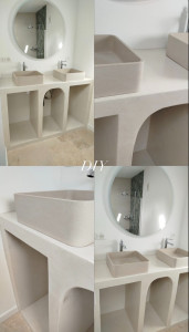 Photo de galerie - Création meuble de salle de bain en Siporex, tendance 