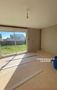 Photo de galerie - Isolation laine de verres, mur, plafond placo, pose de baie vitrée 