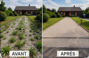 Photo de galerie - Désherbage d'une allée de maison.
