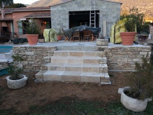 Photo de galerie - Agrandissement, terrasse et marche avec muret pour acces jardin