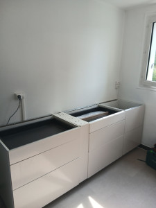 Photo de galerie - Montage meuble et coupe plan de travail 