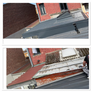 Photo de galerie - Transformation de pente toiture réalisation bac acier isoler plus Velux 