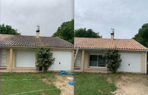 Photo de galerie - Nettoyage d’une toiture traditionnelle avec retrait des mousses, traitements hydrofuge et nettoyage — le résultat est saisissant et visuellement très parlant.