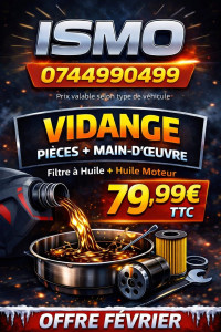 Photo de galerie - Promo du mois !
vidange moteur + filtre a huile + huile moteur 
79,99€ TTC piece + main d'œuvre 