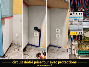 Photo de galerie - Création d'un circuit dédié semi apparent avec prise encastré pour le four. Création d'une trappe d'accès dans le meuble.