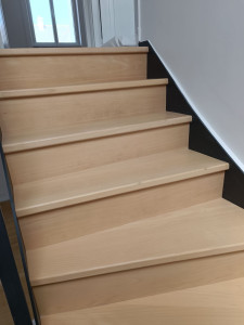 Photo de galerie - Vernis sur escalier et contre marche en peinture 