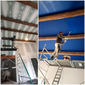 Photo de galerie - Mise en peinture d'un plafond.