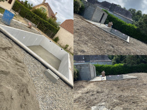 Photo de galerie - Création d’une piscine traditionnelle 8x5 ainsi que ses enduits hydrofuges. 