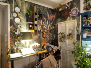 Photo de galerie - Pose de tapisserie panoramique et création ambiance chaleureuse pour bureau 