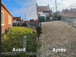Photo de galerie - Désherbage manuel d’une cour en gravier 
