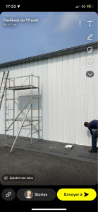 Photo de galerie - Voici une remise en peinture d’un bâtiment tôle bac acier 