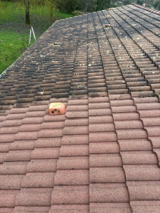 Photo de galerie - Nettoyage, démoussage et hydrofuge ,d’une toiture de 200 m² en tuiles bétons.