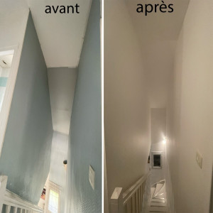 Photo de galerie - Préparation des supports et mise en peinture des murs et plafonds.
